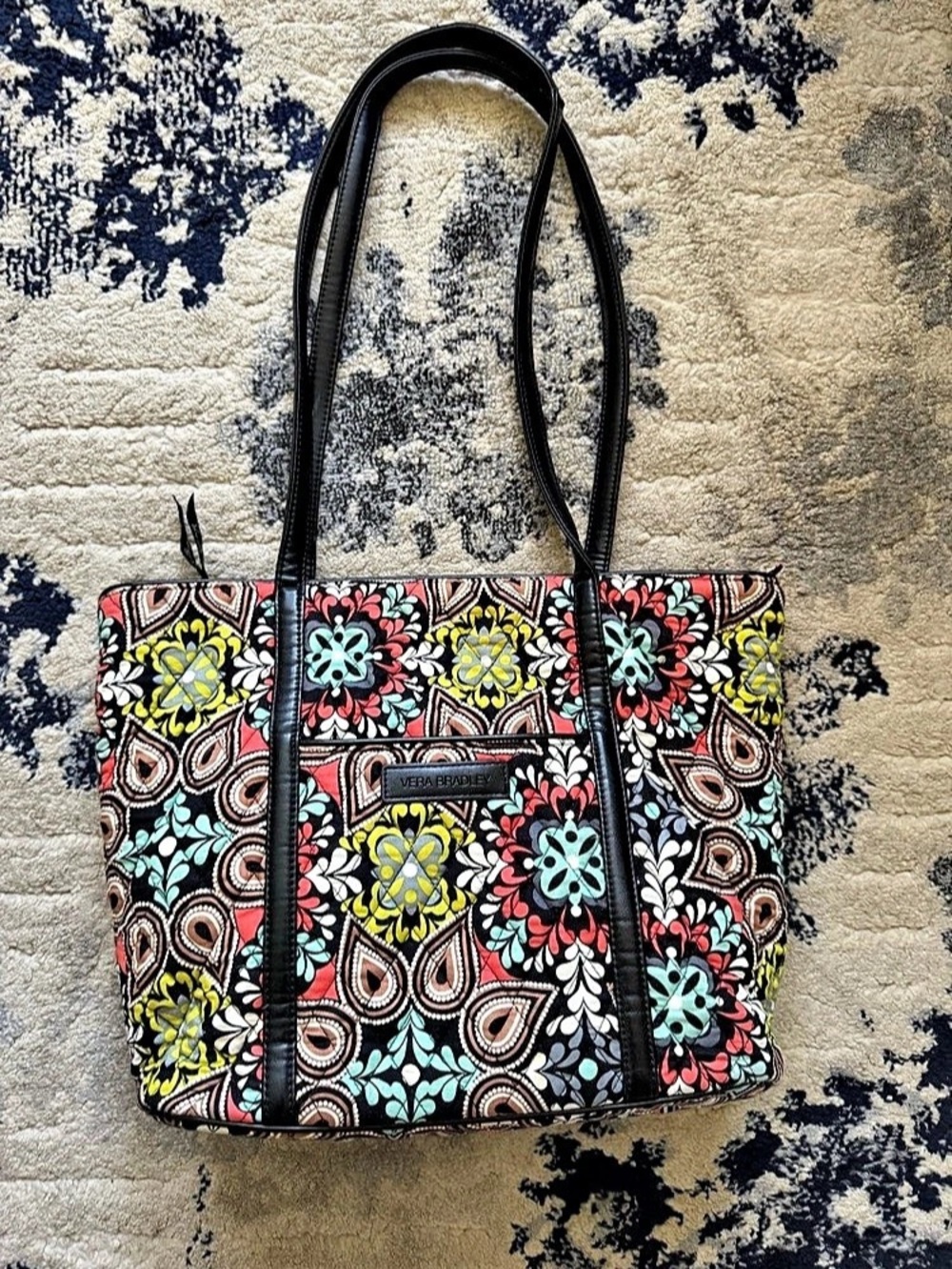 Floral Printed Tote in Black & Multicolor
